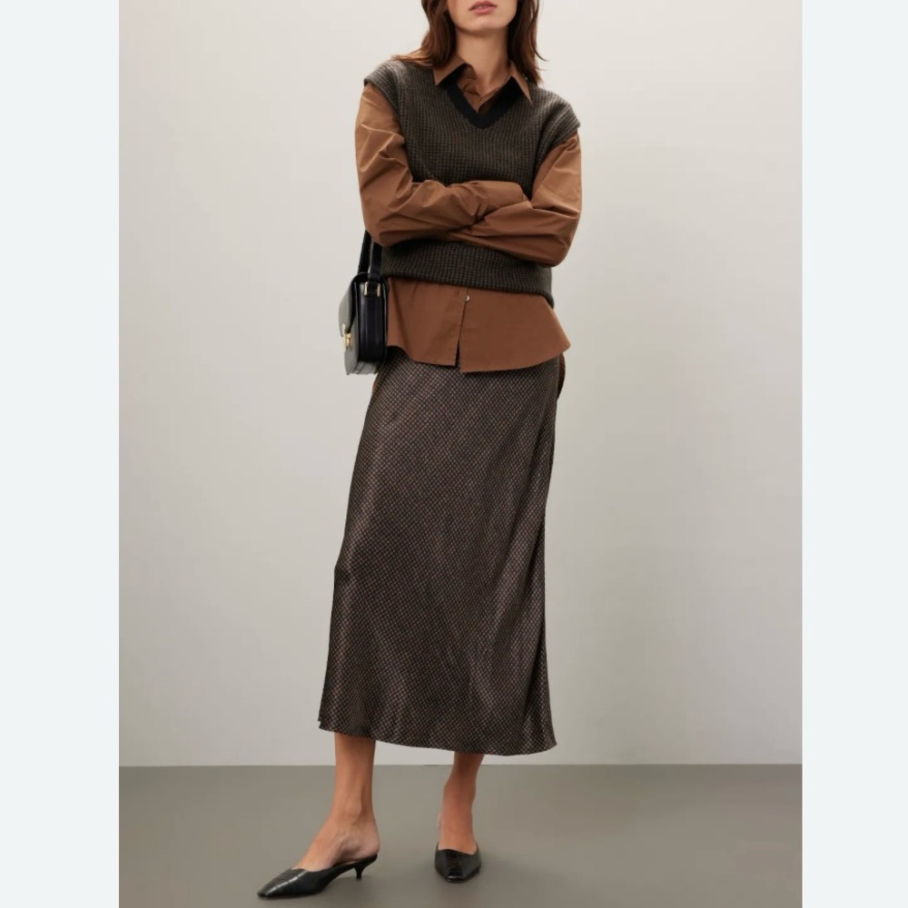 Vince Houndstooth Slip Skirt